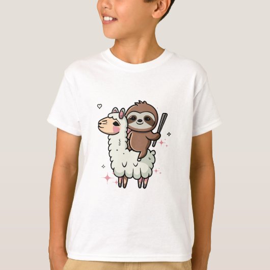 Schattige babyslooth en lama  t-shirt (Voorkant)