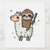 Schattige babyslooth en lama  wijn etiket (Enkel label)