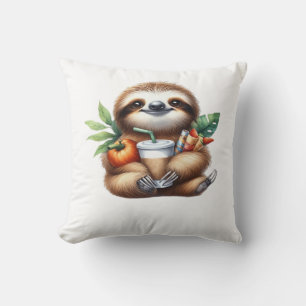 Schattige babysloothond met pompoenkoffie en panne kussen