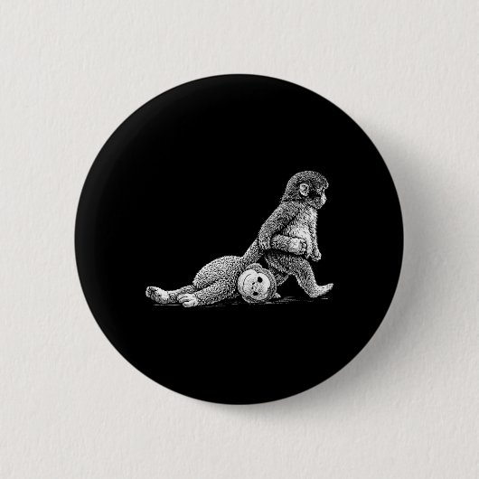 Schattige babyspeelgoedaap die knuffelpop knuffelt ronde button 5,7 cm (Voorkant)