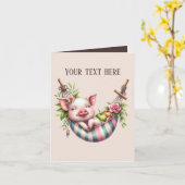 Schattige babyvarken bericht toevoegen voor elk do kaart (Gele Bloem)