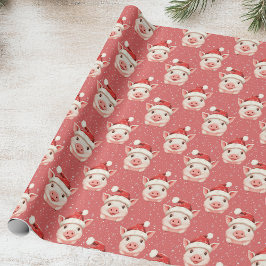 Schattige babyvarken in Santa Hat Cadeaupapier