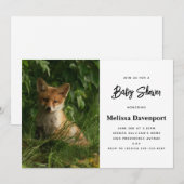 Schattige babyvos in een groene bos babyshower kaart (Voorkant / Achterkant)