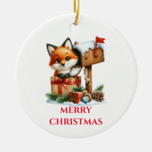 Schattige babyvos kerst keramisch ornament