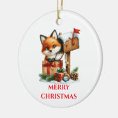 Schattige babyvos kerst keramisch ornament (Links)