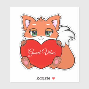 Schattige babyvos met hart goede vibraties sticker