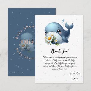 Schattige babywalvis met madeliefje babyshower bedankkaart