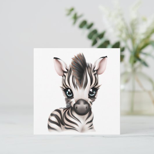 Schattige Babyzebra Feestdagenkaart (Staand voorkant)