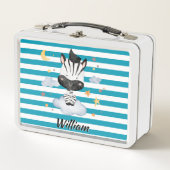 Schattige Babyzebra op Wolken Sterren Maan Blauwe (Voorkant)