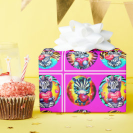 Schattige babyzebras met harten cadeaupapier