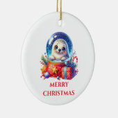 Schattige babyzeehond kerst keramisch ornament (Rechts)