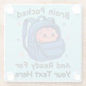 Schattige Back-to-School  "Brain Ready" Glazen Onderzetter (Achterkant)