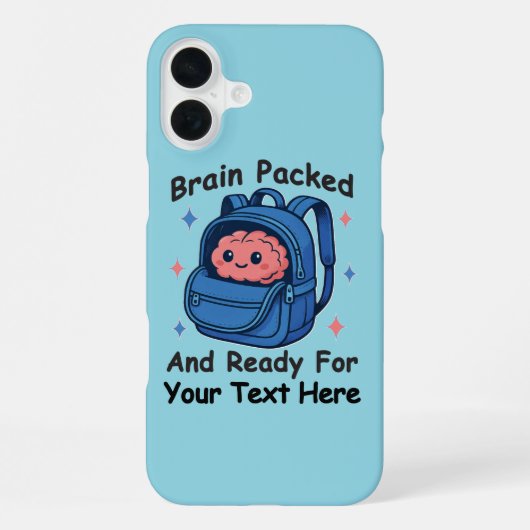 Schattige Back-to-School "Brain Ready" iPhone Hoesje (Achterkant)
