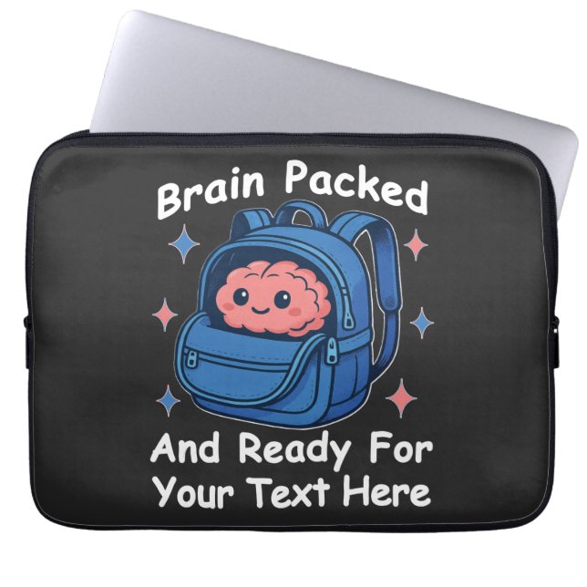Schattige Back-to-School  "Brain Ready" Laptop Sleeve (Voorkant)