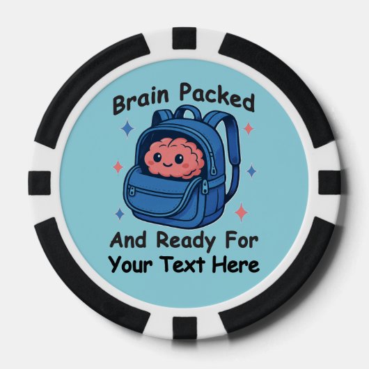 Schattige Back-to-School "Brain Ready" Poker Chips (Voorkant)
