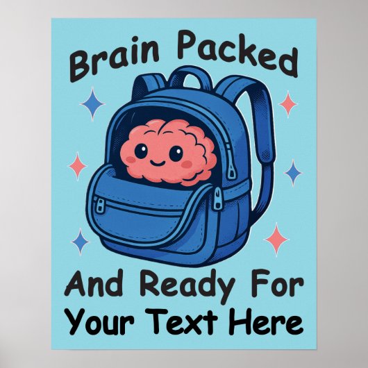 Schattige Back-to-School  "Brain Ready" Poster (Voorkant)