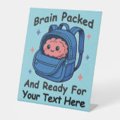 Schattige Back-to-School  "Brain Ready" Reclamebord Met Voetstuk (Voorkant)