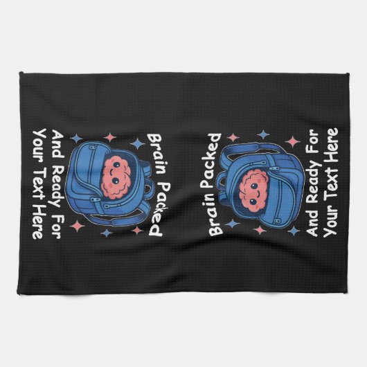 Schattige Back-to-School "Brain Ready" Theedoek (Horizontaal)