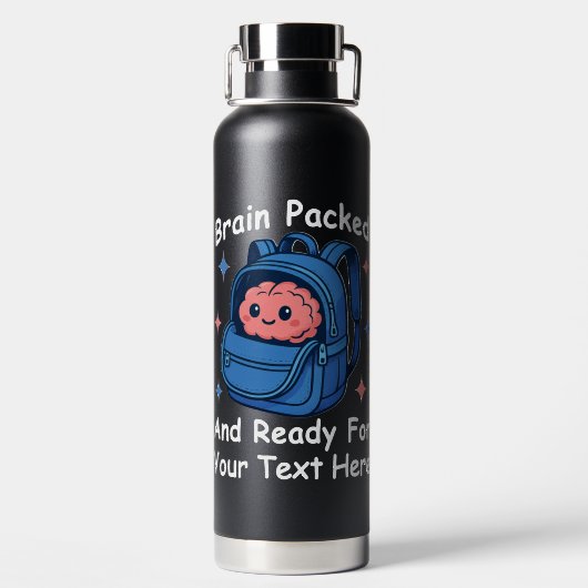 Schattige Back-to-School "Brain Ready" Waterfles (Achterkant)