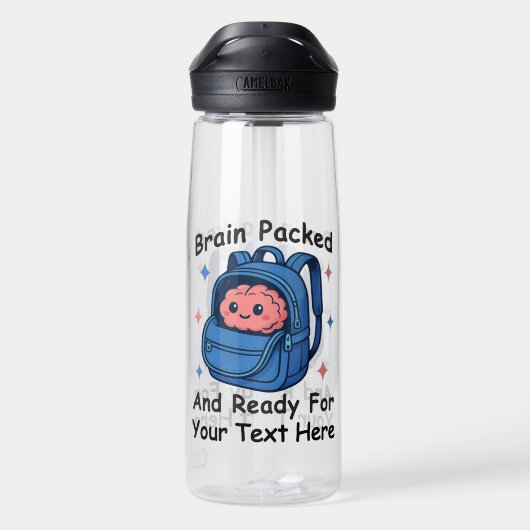 Schattige Back-to-School "Brain Ready" Waterfles (Achterkant)