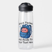 Schattige Back-to-School "Brain Ready" Waterfles (Voorkant)