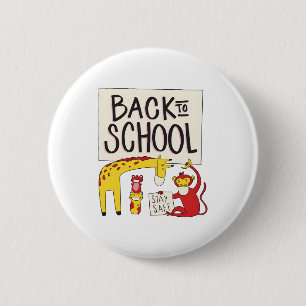 Schattige Back to School Dieren Veiligheidsontwerp Ronde Button 5,7 Cm