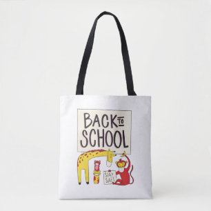 Schattige Back to School Dieren Veiligheidsontwerp Tote Bag