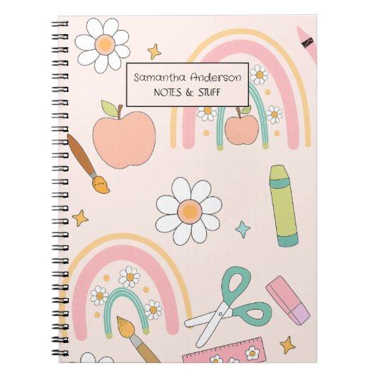 Schattige Back to School patroon | schoolbenodigdh Notitieboek (Voorkant)