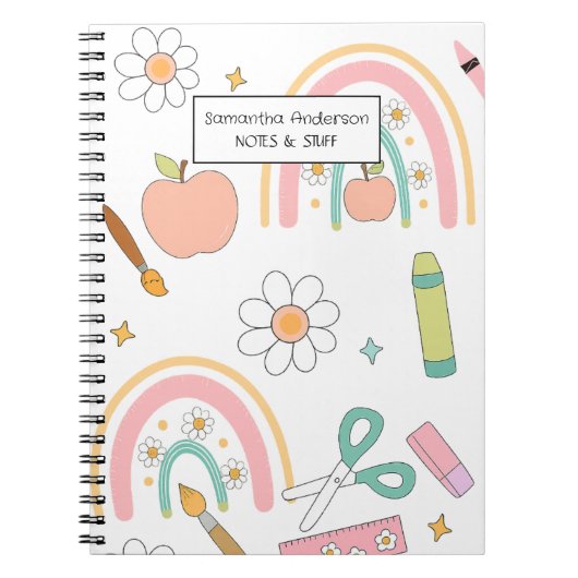 Schattige Back to School patroon | schoolbenodigdh Notitieboek (Voorkant)