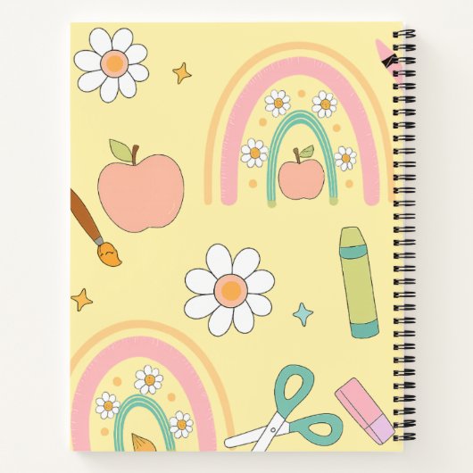 Schattige Back to School patroon | schoolbenodigdh Notitieboek (Achterkant)