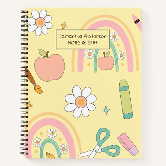 Schattige Back to School patroon | schoolbenodigdh Notitieboek (Voorkant)