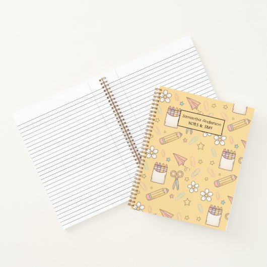 Schattige Back to School patroon | schoolbenodigdh Notitieboek (Binnen)