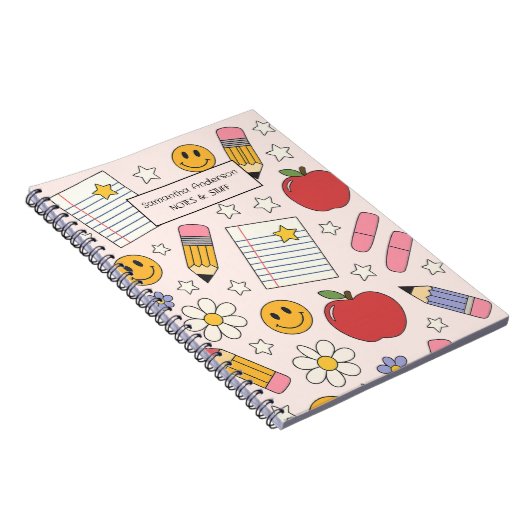 Schattige Back to School patroon | schoolbenodigdh Notitieboek (Rechterzijde)