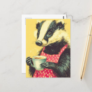 Schattige Badger Red Polka Dot Schort met een Koff Briefkaart