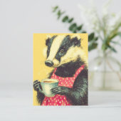 Schattige Badger Red Polka Dot Schort met een Koff Briefkaart (Staand voorkant)