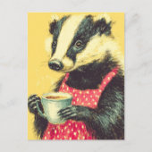 Schattige Badger Red Polka Dot Schort met een Koff Briefkaart (Voorkant)