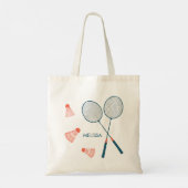 Schattige Badminton Birdie Racquet CUSTOM Retro Tote Bag (Achterkant)