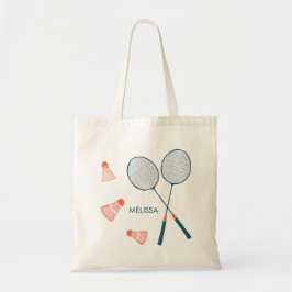 Schattige Badminton Birdie Racquet CUSTOM Retro Tote Bag