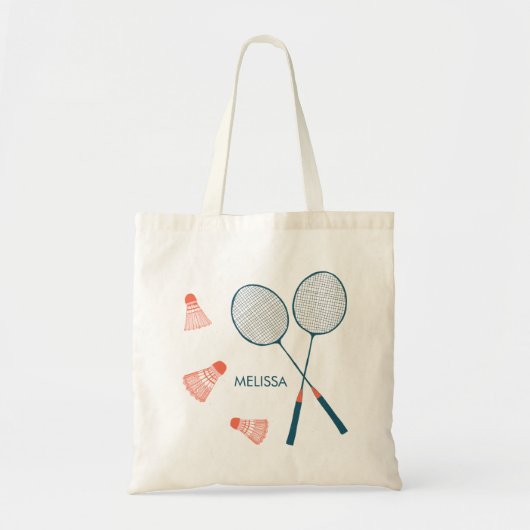 Schattige Badminton Birdie Racquet CUSTOM Retro Tote Bag (Voorkant)