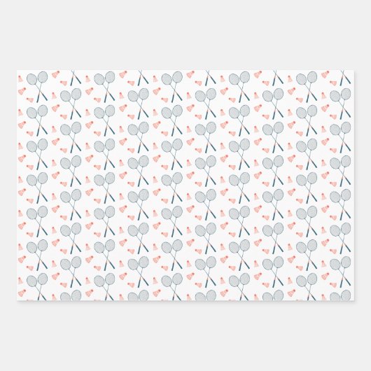 Schattige Badminton Birdie Racquet Shuttlecock Ret Inpakpapier Vel (Voorkant 3)