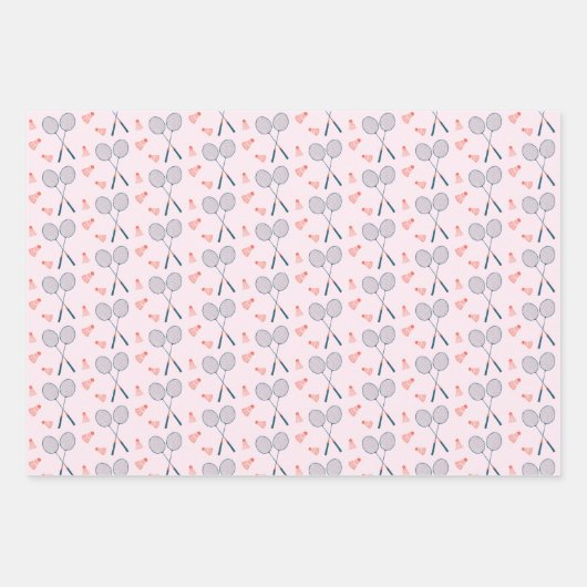 Schattige Badminton Birdie Racquet Shuttlecock Ret Inpakpapier Vel (Voorkant 2)