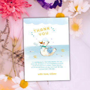 Schattige badtijd Kleine eend jongen baby shower Bedankkaart
