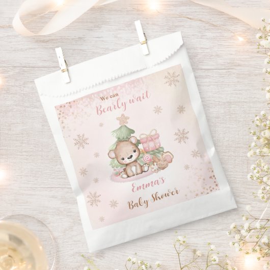 Schattige Baer Christmas Girl Baby shower Favor Ba Bedankzakje (Geknipt)