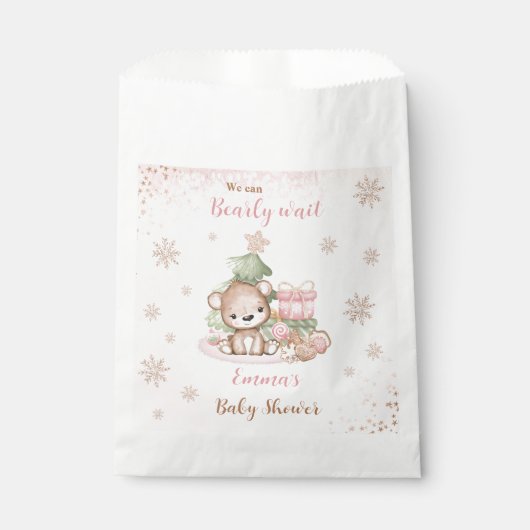 Schattige Baer Christmas Girl Baby shower Favor Ba Bedankzakje (Voorkant)