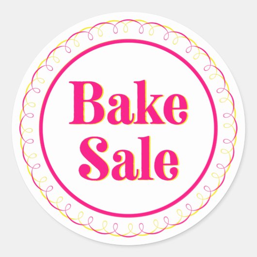 Schattige Bake Sale Roze Geel Ronde Sticker (Voorkant)