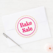 Schattige Bake Sale Roze Geel Ronde Sticker (Envelop)