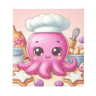 Schattige bakende octopus lege notitieblok