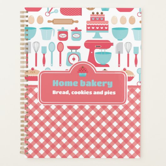 Schattige bakgerei op Red Gingham Planner (Voorkant)