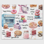 Schattige bakken Waterverf Gebak Aangepaste Quotes Cadeaupapier (Vlak)