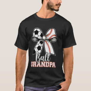 Schattige Bal Opa Honkbal Voetbal Coquette Boog Mo T-shirt
